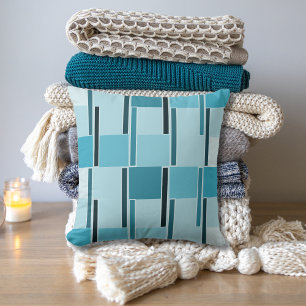Modernes, Aquamarin geometrisches Muster Kissen