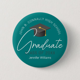 Modernes Aquamarin Graduate Custom 2025 Abschluss Button