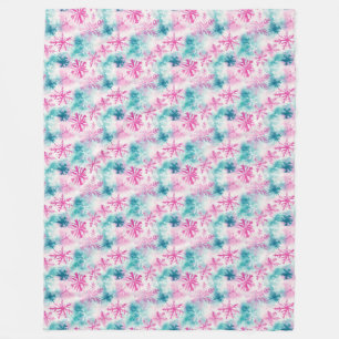 Modernes Aquamarin-rosa Schneeflockenmuster Fleecedecke