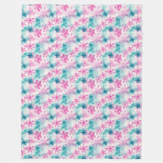 Modernes Aquamarin-rosa Schneeflockenmuster Fleecedecke