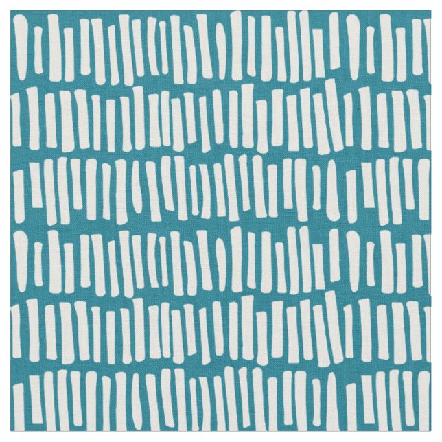 Modernes Aquamarin- und Weißlinienmuster Stoff (Nahaufnahme)