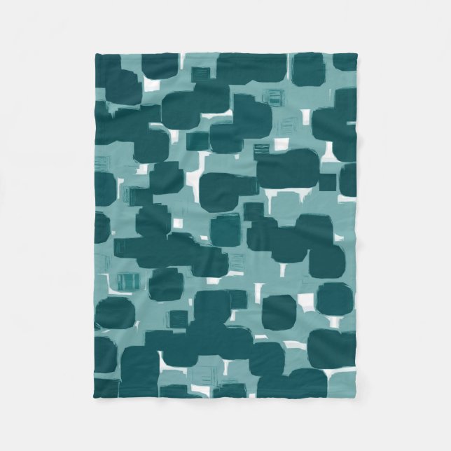 Modernes Aquamarines Abstraktes Design Fleecedecke (Vorderseite)