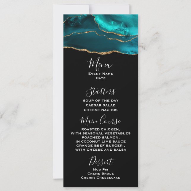 Modernes Aquamarines Agate & Gold Ribbon auf der s Einladung (Vorderseite)