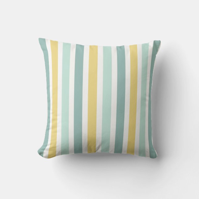 Modernes Aquamarines Aqua Gold Streifen Muster Kissen (Vorderseite)