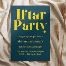 Modernes Aquamarines Blau- und Gold-Iftar-Party