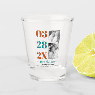 Modernes aquamarines Blau und Rost zwei Foto Save  Schnapsglas