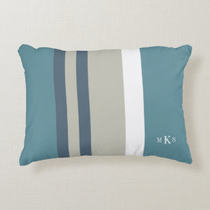 Modernes Aquamarines Blau und Tan Strick Personali Dekokissen