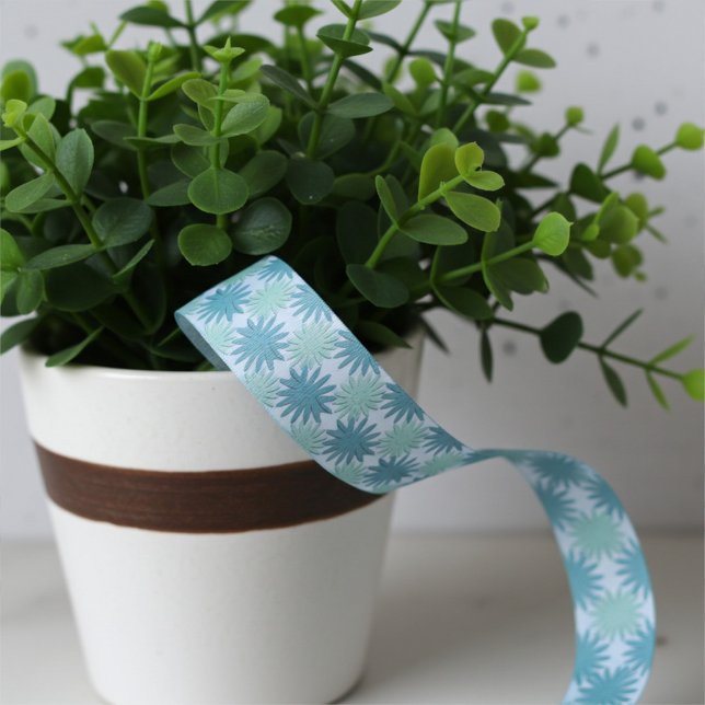 Modernes Aquamarines blaues Abstraktes Blumenmuste Ripsband (Von Creator hochgeladen)