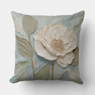 Modernes Aquamarines Blue Creme Sage Floral Kissen