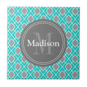 Modernes Aquamarines Blue Gray Diamond Muster Fliese