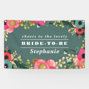 Modernes Aquamarines Blumenmuster Rosa Großes Brau Banner