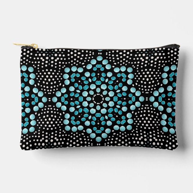 Modernes, Aquamarines Design Stilvoll Girly Dot Ar Zubehörtasche (Vorderseite)