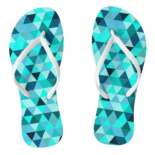 Modernes Aquamarines Dreiecksmuster Flip Flops (Fußbett)