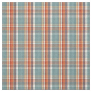 Modernes Aquamarines dunkelblaues Orange Kariertes Stoff