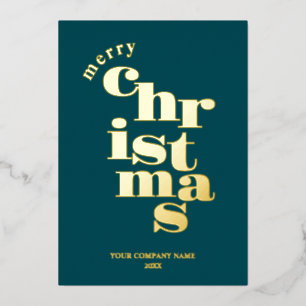Modernes Aquamarines Firmenlogo zu Weihnachten Folien Feiertagskarte
