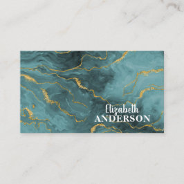 Modernes Aquamarines Gold Glitzer Marble Agate Visitenkarte