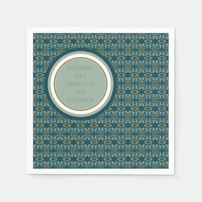 Modernes Aquamarines Grün und Gold Gemustert Serviette (Vorderseite)