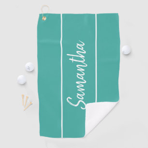 Modernes Aquamarines Grünhandschrift-Monogramm Golfhandtuch