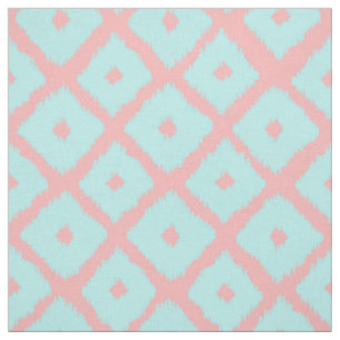 Modernes aquamarines korallenrotes trendy ikat stoff