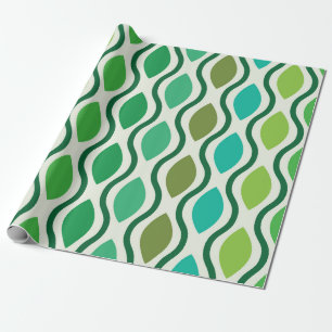 Modernes Aquamarines Ogee-Muster aus der Mitte des Geschenkpapier