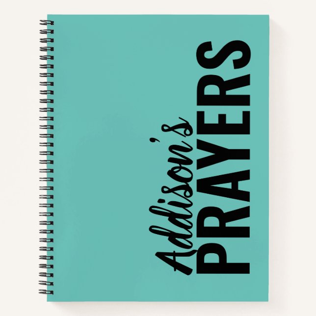 Modernes Aquamarines Personalisiertes Prayer-Journ Notizbuch (Vorderseite)