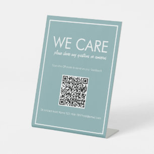 Modernes Aquamarines QR Code Feedback Counter Sign Sockelschild