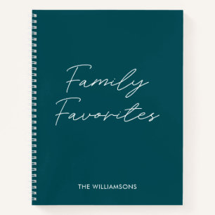 Modernes Aquamarines Script-Cooking Family Rezept Notizbuch