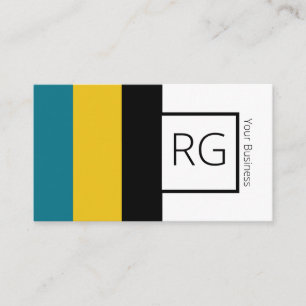 Modernes Aquamarines Senf Mit Monogramm Personalis Visitenkarte