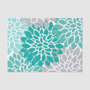 Modernes aquamarines und graues Blumen Seidenpapier