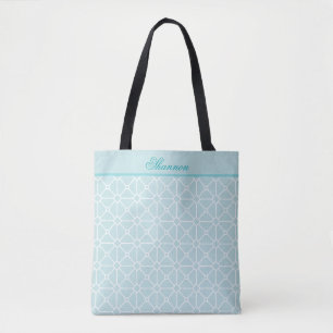 Modernes Aquamarines und Personalisiertes Muster Tasche
