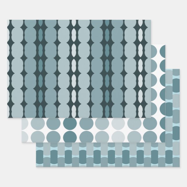 Modernes Aquamarines und Weiß Geschenkpapier Set (Set)