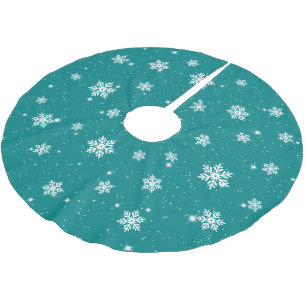 Modernes Aquamarines Weihnachtsschneeflocken Winte Polyester Weihnachtsbaumdecke