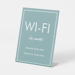 Modernes, Aquamarines Wi-Fi Guest Pedestal-Zeichen Sockelschild