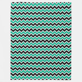 Modernes Aquamarines Zickzack Schwarzes Muster Fleecedecke