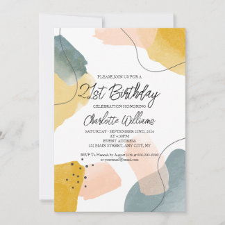 Modernes Aquarell 21. Geburtstag Party Einladung