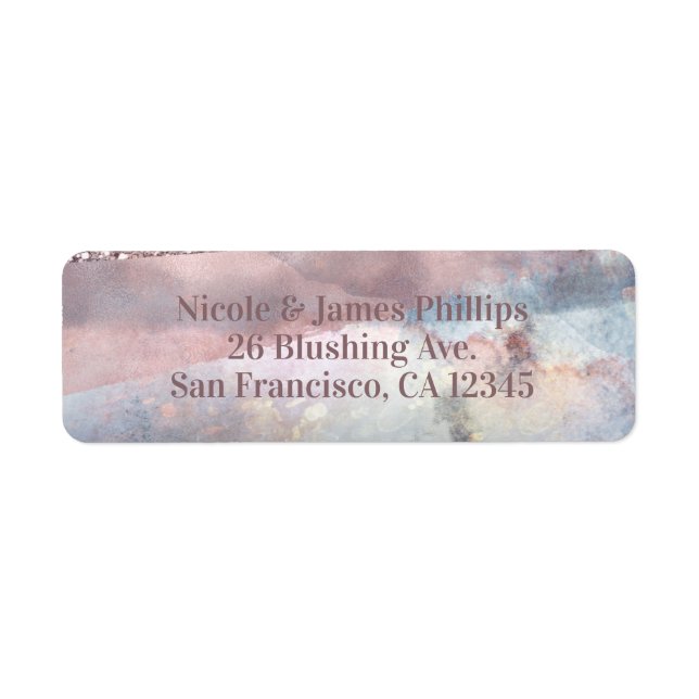 Modernes Aquarell Blau & Rose Gold Pink Glam Chic (Vorne)