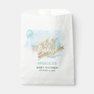 Modernes Aquarell-blaue Goldoh Babyparty Geschenktütchen