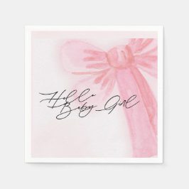 Modernes Aquarell Blush Pink Bow Hallo Baby Girl Serviette