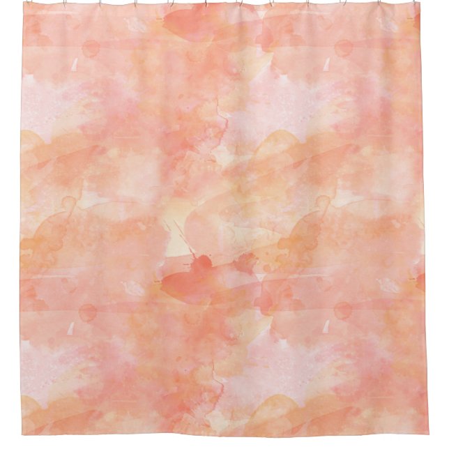 Modernes Aquarell-korallenroter Duschvorhang (Vorderseite)
