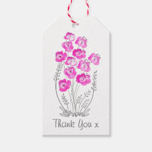 Modernes Aquarell Pink Blume Bunch Vielen Dank Geschenkanhänger
