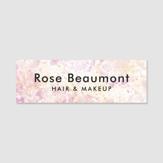 Modernes Aquarell Rosa Gelb - Klassische Bezeichnu Namensschild (Vorderseite)