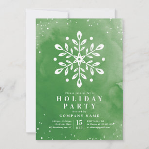 Modernes Aquarell Schneeflocken Grün Weihnachten P Einladung