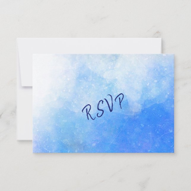 Modernes Aquarellblau Weißgriechisch Hochzeitsraba RSVP Karte (Vorderseite)
