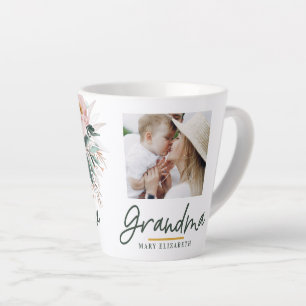 Modernes Aquarellblumenskript-Oma-Foto Milchtasse