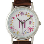 Modernes Aquarellfarben Blume Monogramm Armbanduhr<br><div class="desc">Aquarellmalerei von Herbsthedgerow wilden Blume.
Anpassen durch Änderung des Initials.</div>