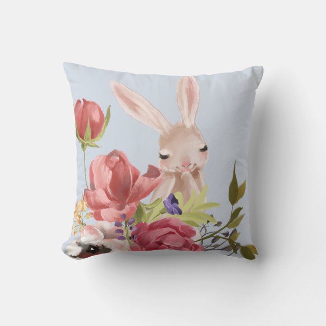 Modernes Aquarellfarbenes Bunny Rabbit | Osterfest Kissen (Vorderseite)