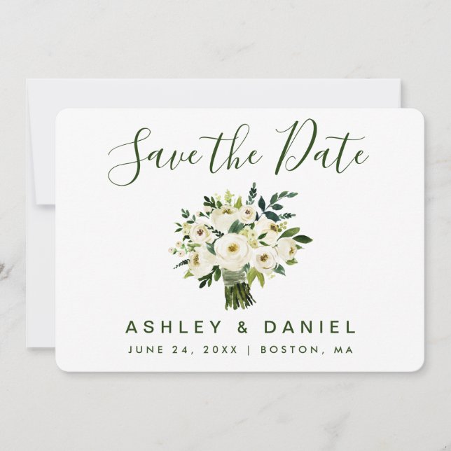 Modernes Aquarellgrün Save the Date (Vorderseite)