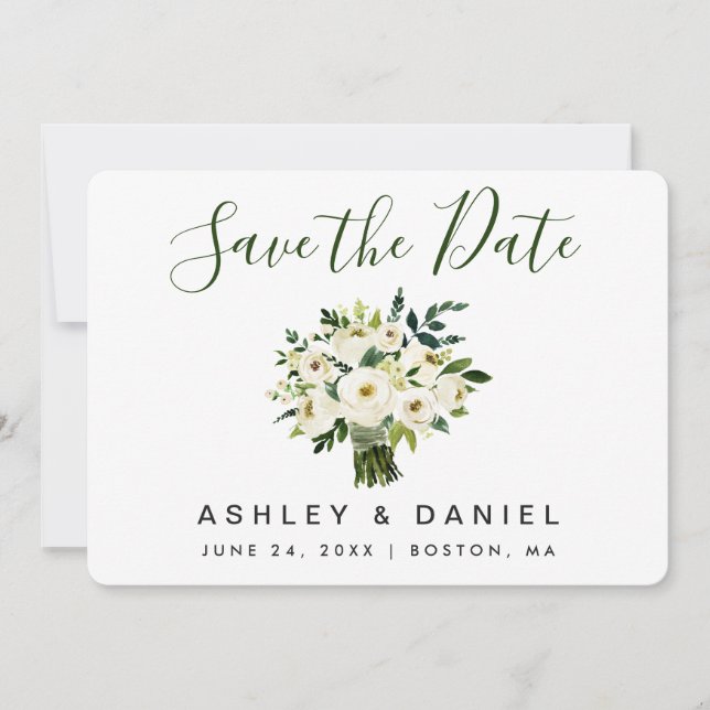 Modernes Aquarellgrün Save the Date B (Vorderseite)