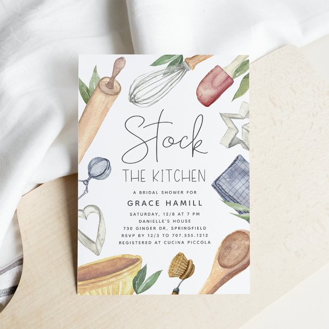 Modernes Aquarellmaterial Das Brautparty Küche Einladung (Von Creator hochgeladen)