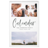 Modernes Aquarellskript-Multi-Foto-Kalender